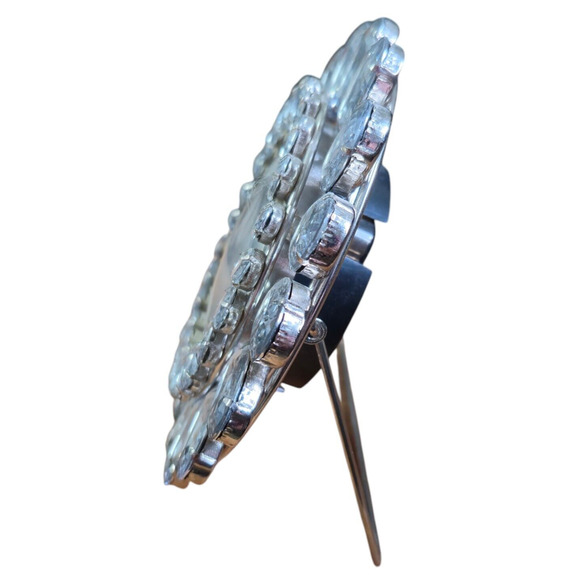 Round Table/Desk Top Clock 5.5" Clear Gem Beads Crystal Diamond Style MCM Posh - Picture 4 of 10